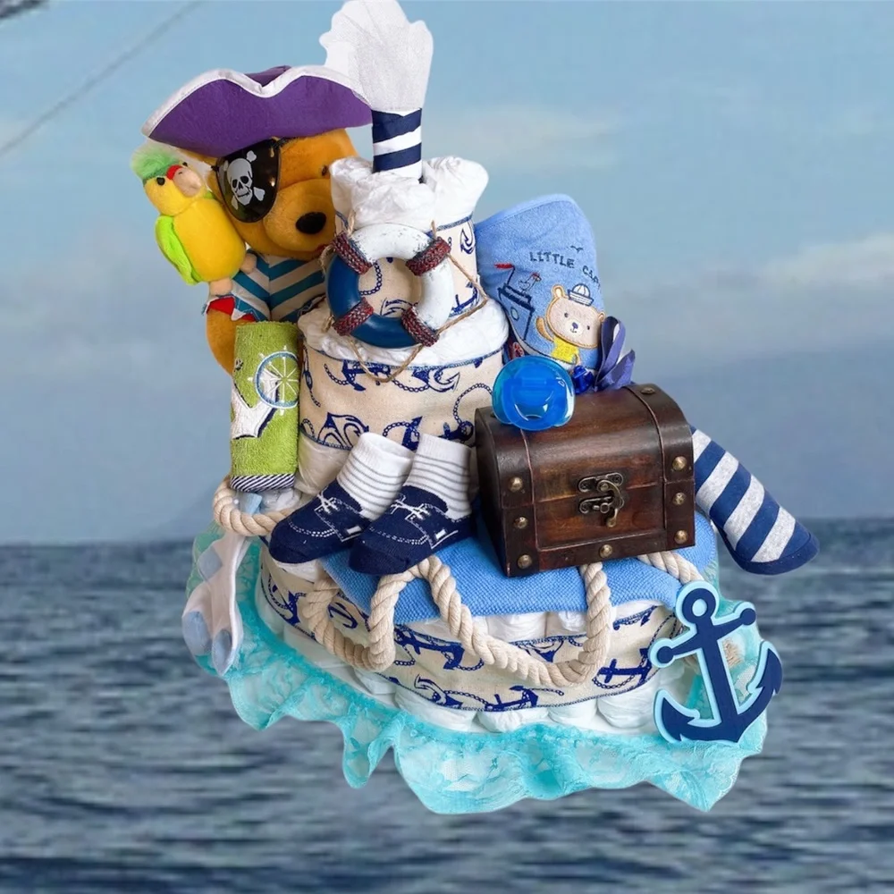 Pirate Ship Diaper Cake, Nautical Themed